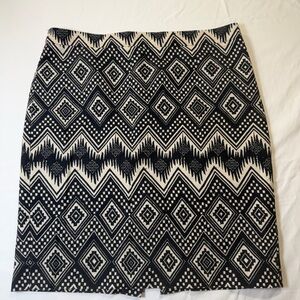 J. Crew Navy and Cream Zigzag Pencil Skirt